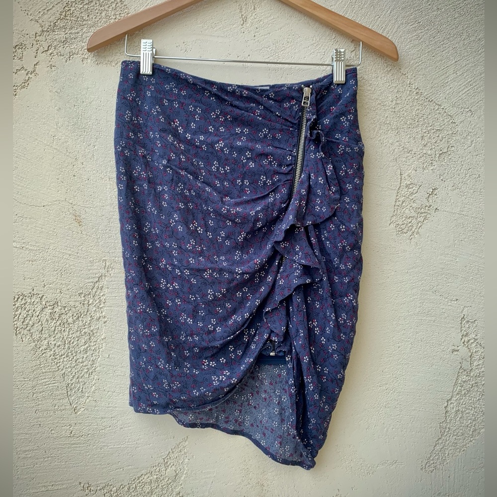 Veronica Beard Spencer Ruched Zipper Skirt Floral size 2 Lined Ruffles